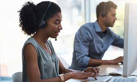 Workers in telephony centre