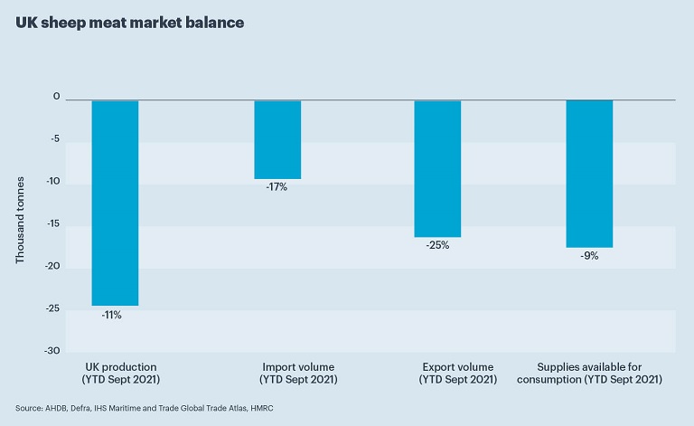 UK sheep meat market balance graph