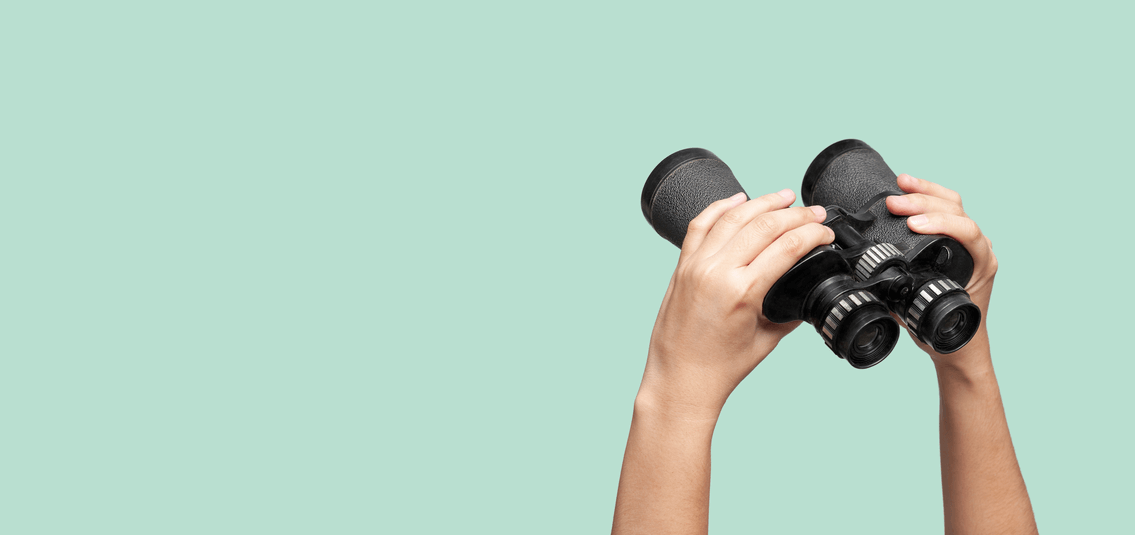 hands holding a pair of binoculars