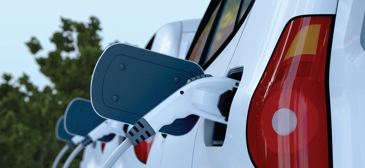 Electric vehicle at a charging point