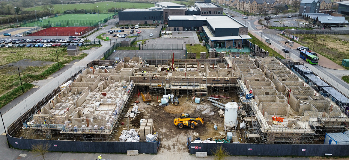 Aerial view of a construction site