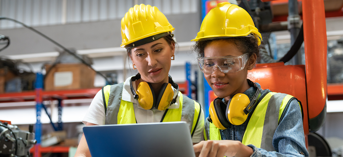 Women in construction working