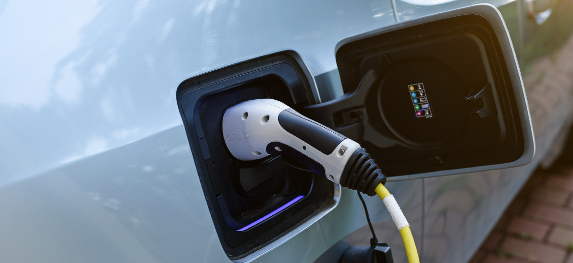 Car being charged with electricity 