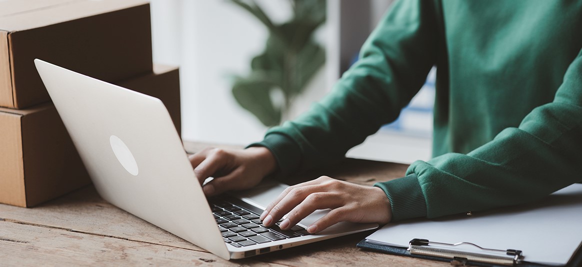 Man working on a laptop at a desk